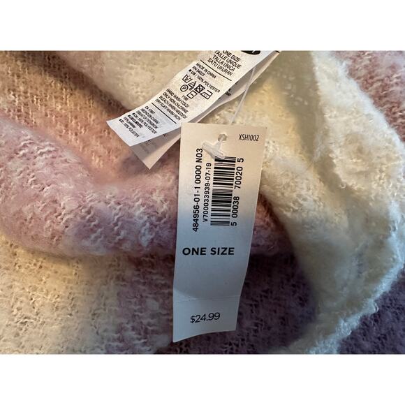 Old Navy NEW NWT Soft Pink and Cream Blanket Scarf with Fringe 22" x 44" - Picture 5 of 6